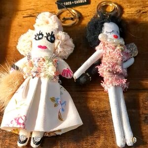 Coco + Carmen Elegant Doll Keychains in Pink and Cream